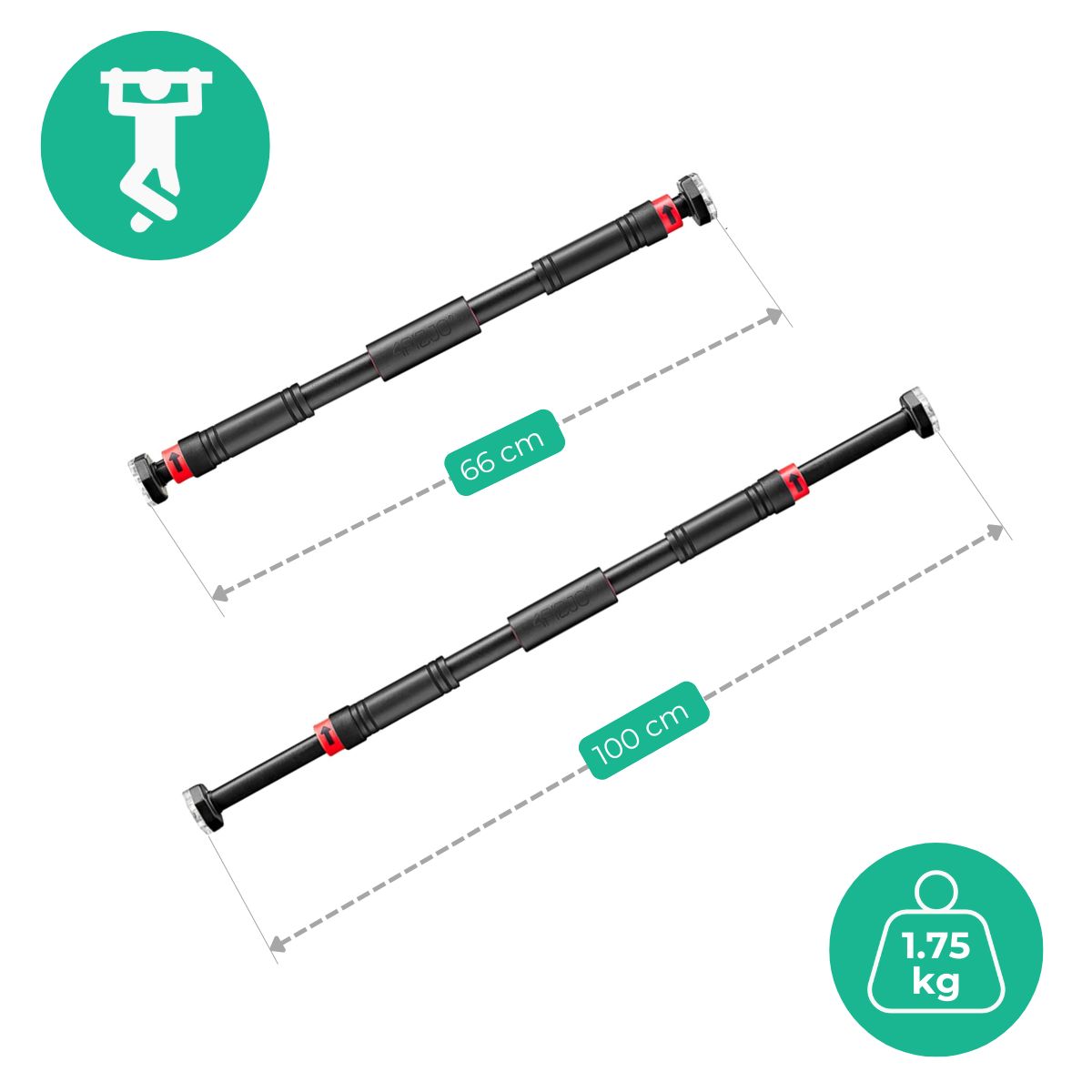 Expandable Doorway Pull-Up Bar Fizjo 66–100 cm