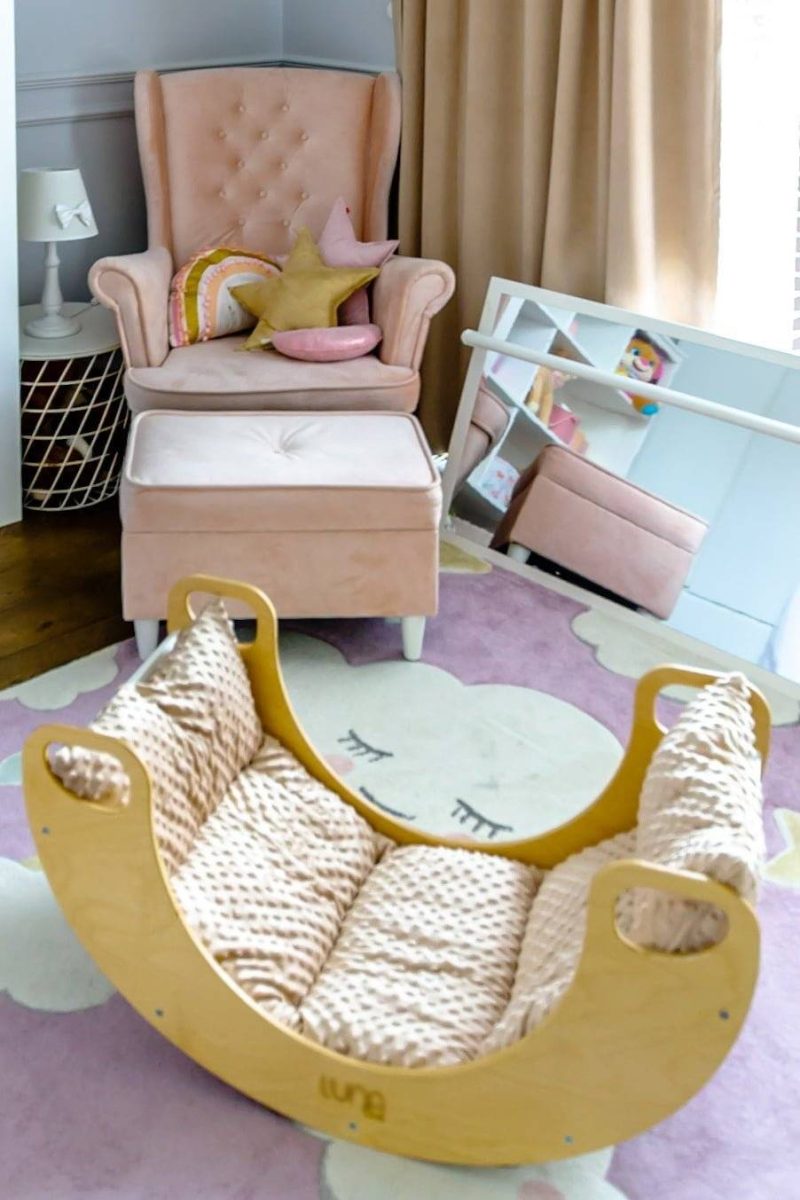 blanket for wooden rockerboard Moon, Smile, Sunny minki2