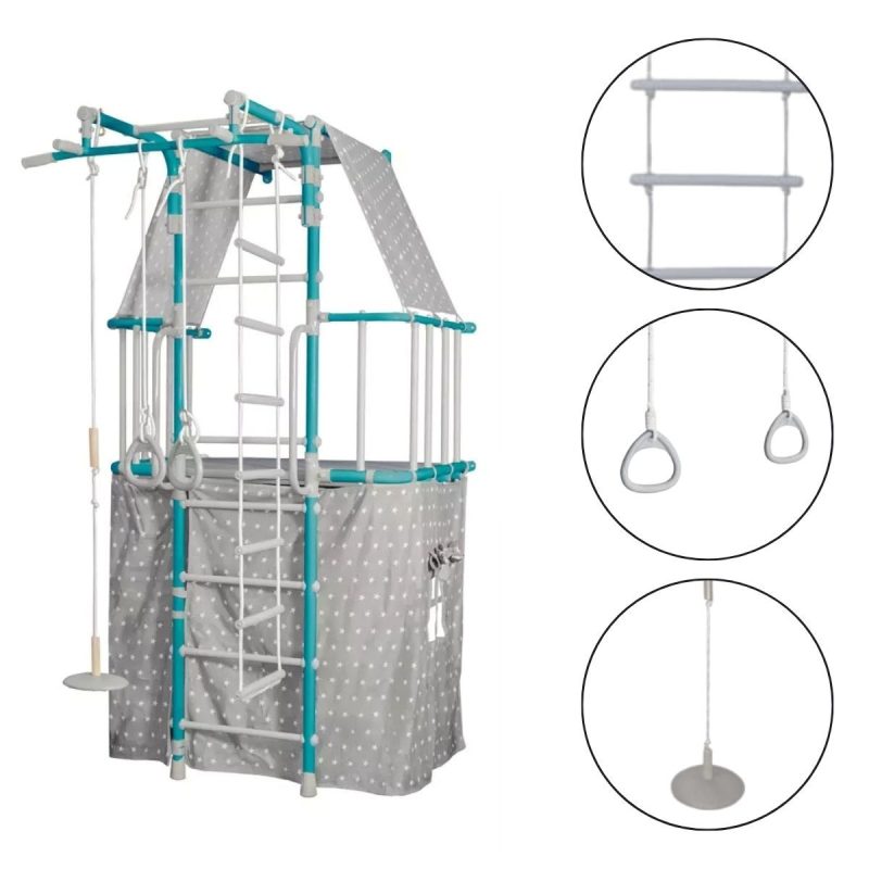 Wall bars with playhouse Indigo Pastel