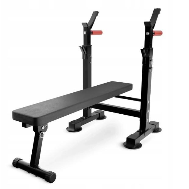 Weights bench with barbell stands
