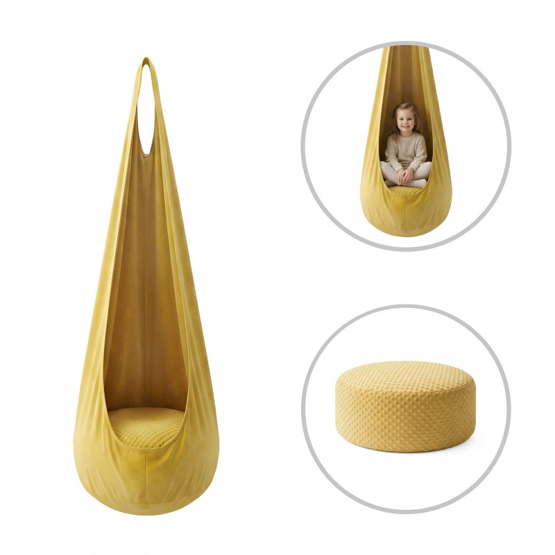 Hanging cocoon chair Satellite - yellow