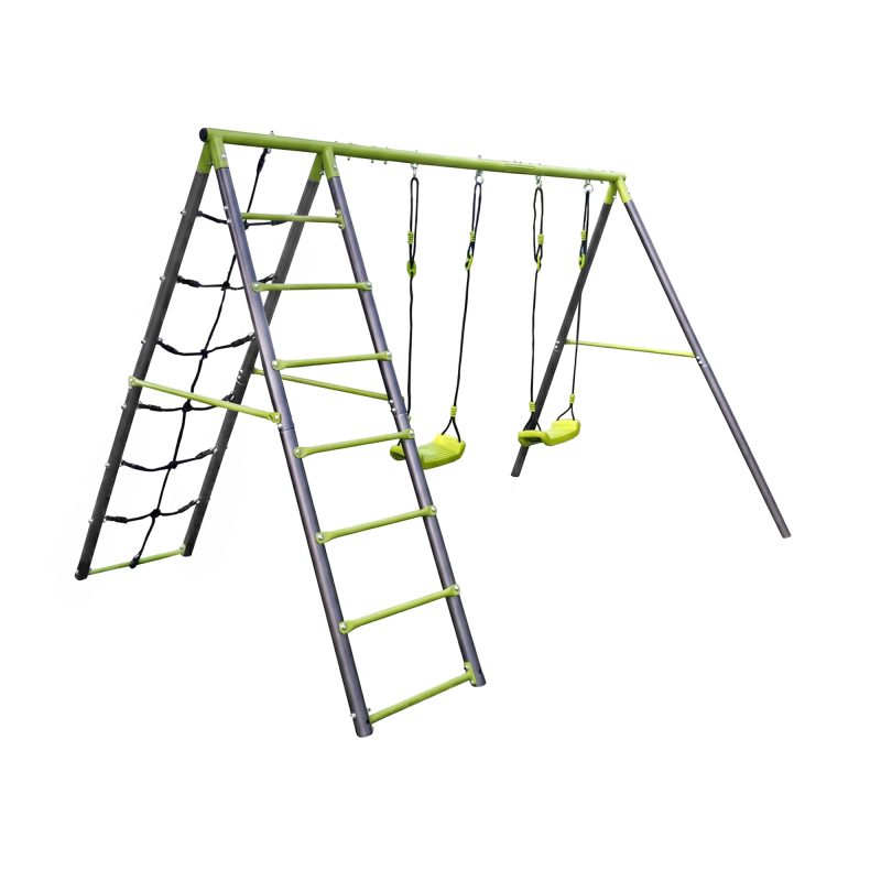 Double Swing with Climbing Net Deluxe